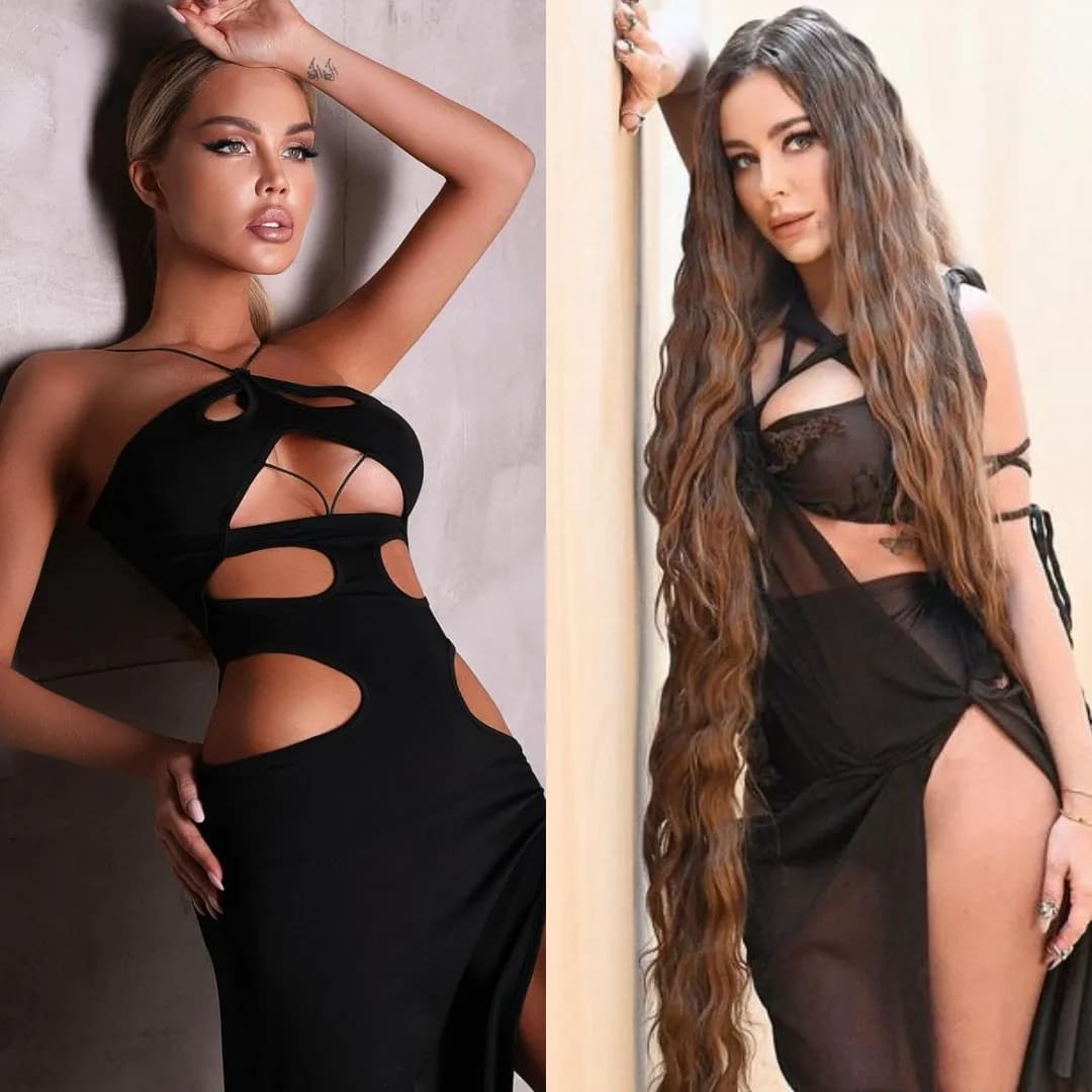 Одни лямочки! Откровенные чёрные платья на популярных красавицах