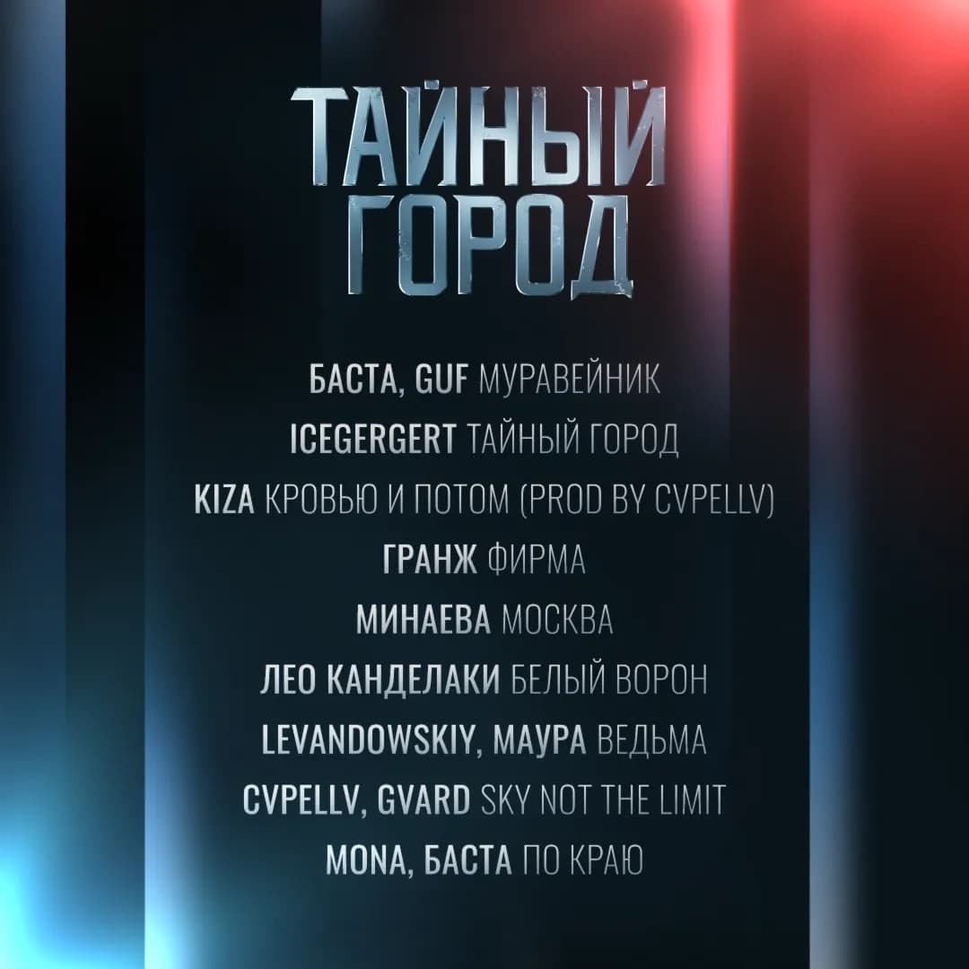 Как звучит тайная Москва: анонсирован саундтрек к сериалу  «Тайный город» при участии Басты, GUF, ICEGERGERT и MONA